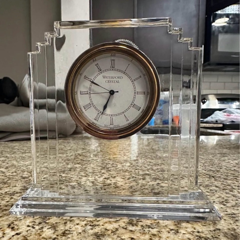 WATERFORD CRYSTAL METROPOLITAN CLOCK Waterford Crystal Clear and Gold Wall Clock